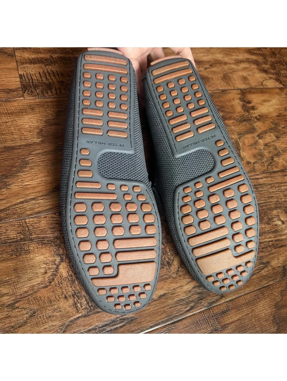 Men’s Peter Millar Cruise Knit Driver Loafers – Iron Gray – Size 10